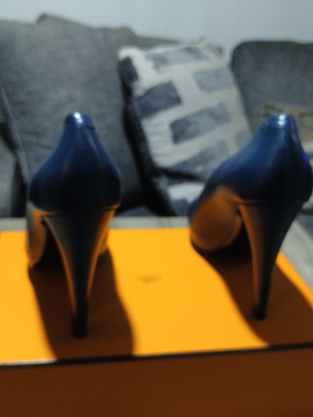 Hermès Gloria Teal Blue Leather Peep Toe Platform Pumps Heels Sz 39 (US 8.5) - Picture 6 of 15